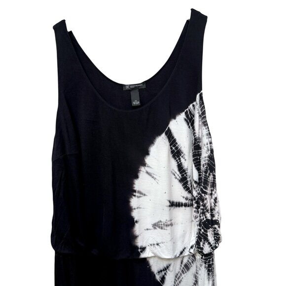 INC International Concepts Maxi Dress Plus Size 2X Black Tie Dye Stretch Rayon - Picture 3 of 9